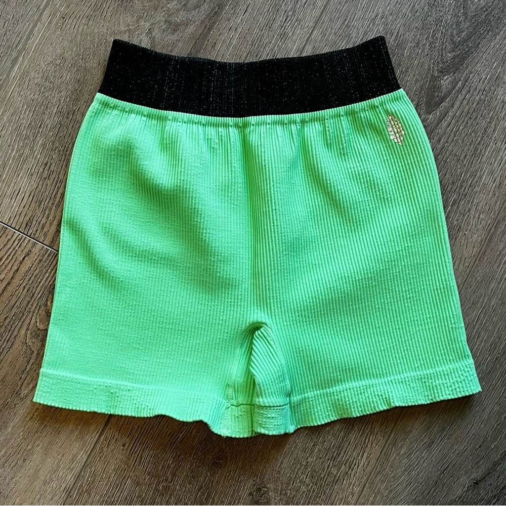 Free People Movement Womens Prajana Shorts M/L Fresh Cut Green Ribbed Biker NWT